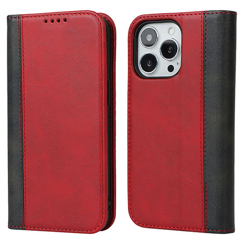 Leather Case Stands Flip Cover L13 Holder for Apple iPhone 14 Pro Max Red