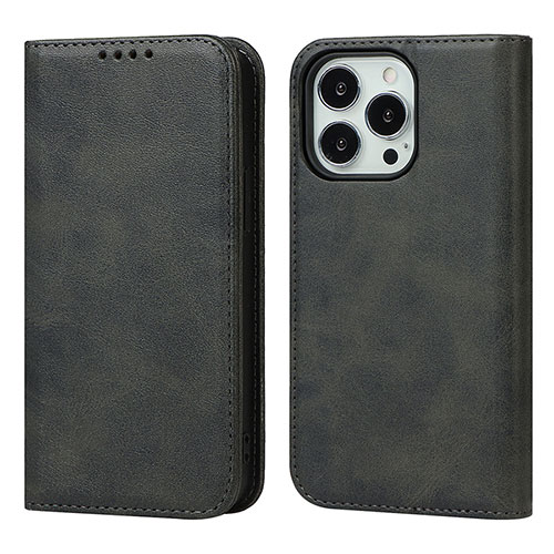 Leather Case Stands Flip Cover L14 Holder for Apple iPhone 14 Pro Black