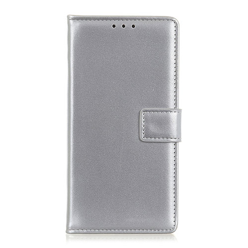 Leather Case Stands Flip Cover L14 Holder for Motorola Moto Edge Silver