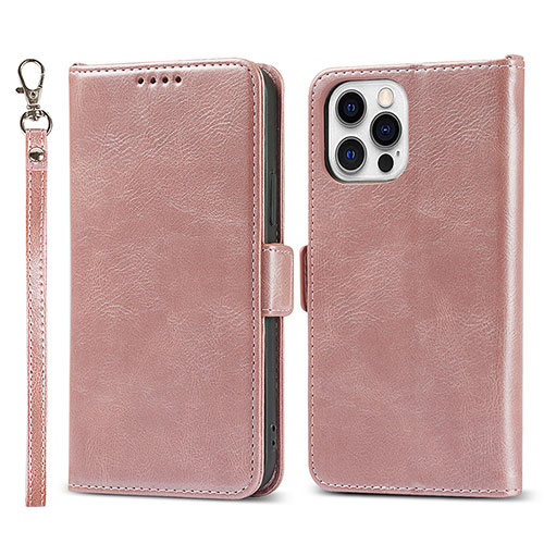 Leather Case Stands Flip Cover L15 Holder for Apple iPhone 14 Pro Rose Gold