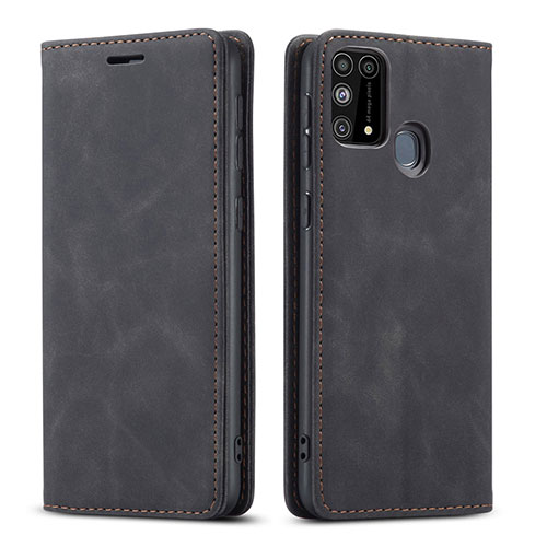 Leather Case Stands Flip Cover L15 Holder for Samsung Galaxy M21s Black