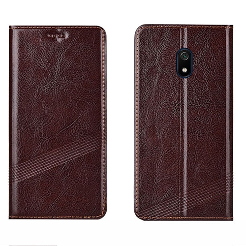 Leather Case Stands Flip Cover L15 Holder for Xiaomi Redmi 8A Brown
