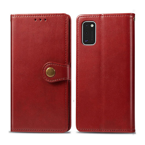 Leather Case Stands Flip Cover L18 Holder for Samsung Galaxy A41 Red