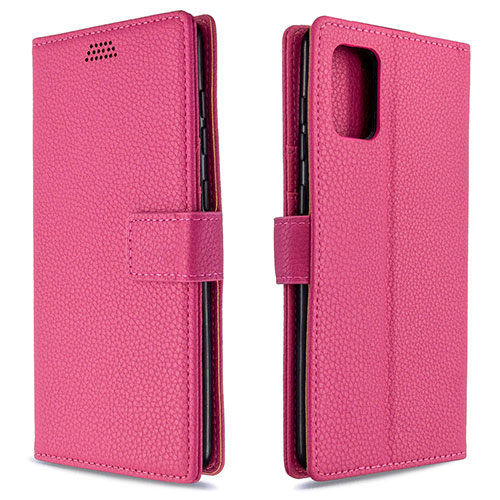 Leather Case Stands Flip Cover L22 Holder for Samsung Galaxy A71 5G Hot Pink