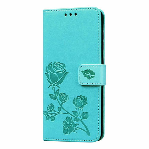 Leather Case Stands Flip Cover L23 Holder for Samsung Galaxy A41 Cyan