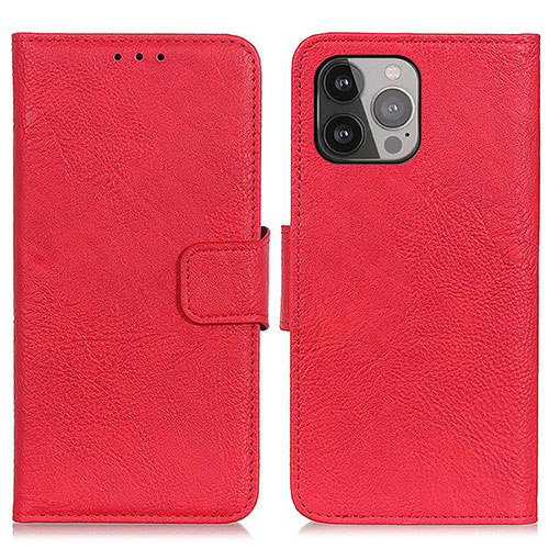 Leather Case Stands Flip Cover L27 Holder for Apple iPhone 14 Pro Max Red