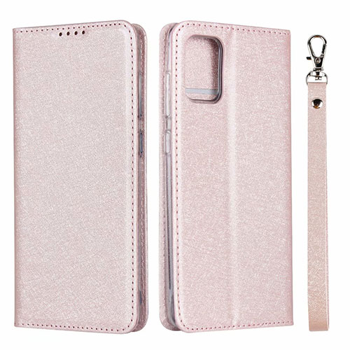 Leather Case Stands Flip Cover L27 Holder for Samsung Galaxy A71 5G Rose Gold