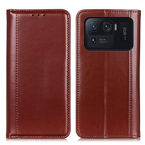 Leather Case Stands Flip Cover M05L Holder for Xiaomi Mi 11 Ultra 5G Brown