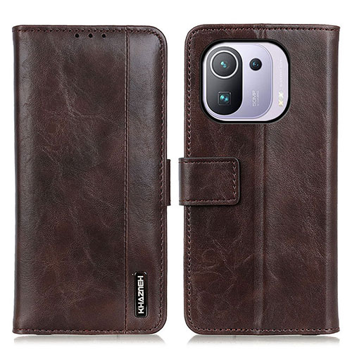 Leather Case Stands Flip Cover M11L Holder for Xiaomi Mi 11 Pro 5G Brown