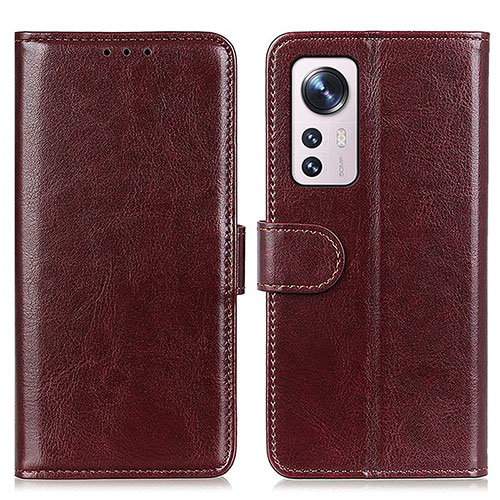 Leather Case Stands Flip Cover M15L Holder for Xiaomi Mi 12 5G Brown