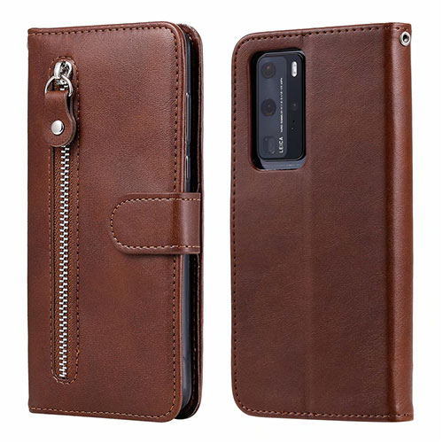 Leather Case Stands Flip Cover N01 Holder for Huawei P40 Pro Brown