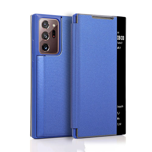 Leather Case Stands Flip Cover N01 Holder for Samsung Galaxy Note 20 Ultra 5G Blue