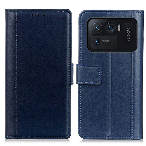 Leather Case Stands Flip Cover N02P Holder for Xiaomi Mi 11 Ultra 5G Blue