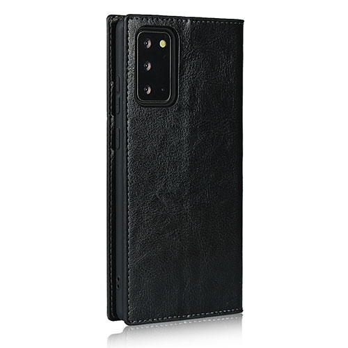 Leather Case Stands Flip Cover N04 Holder for Samsung Galaxy Note 20 5G Black
