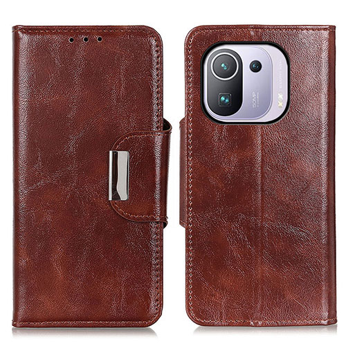 Leather Case Stands Flip Cover N04P Holder for Xiaomi Mi 11 Pro 5G Brown