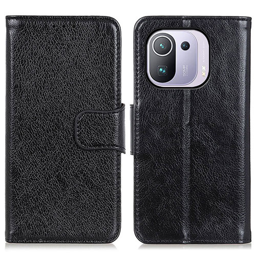 Leather Case Stands Flip Cover N05P Holder for Xiaomi Mi 11 Pro 5G Black