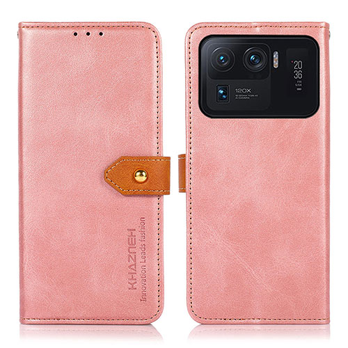 Leather Case Stands Flip Cover N07P Holder for Xiaomi Mi 11 Ultra 5G Pink