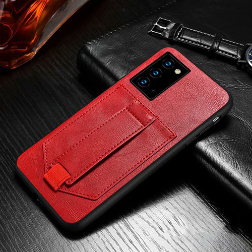 Leather Case Stands Flip Cover N08 Holder for Samsung Galaxy Note 20 5G Red