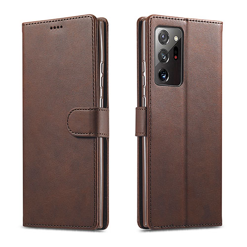 Leather Case Stands Flip Cover N08 Holder for Samsung Galaxy Note 20 Ultra 5G Brown