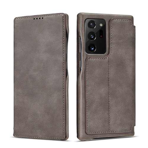 Leather Case Stands Flip Cover N09 Holder for Samsung Galaxy Note 20 Ultra 5G Gray