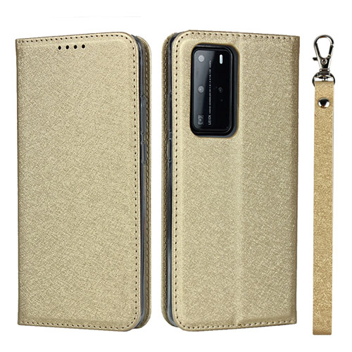 Leather Case Stands Flip Cover N12 Holder for Huawei P40 Pro Gold