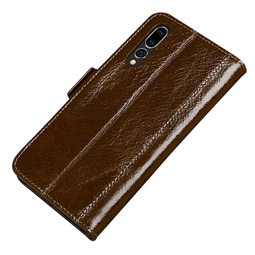Leather Case Stands Flip Cover P01 Holder for Huawei P20 Pro Brown