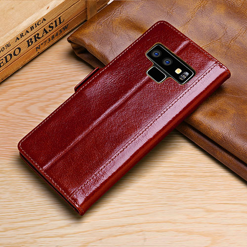 Leather Case Stands Flip Cover P01 Holder for Samsung Galaxy Note 9 Red