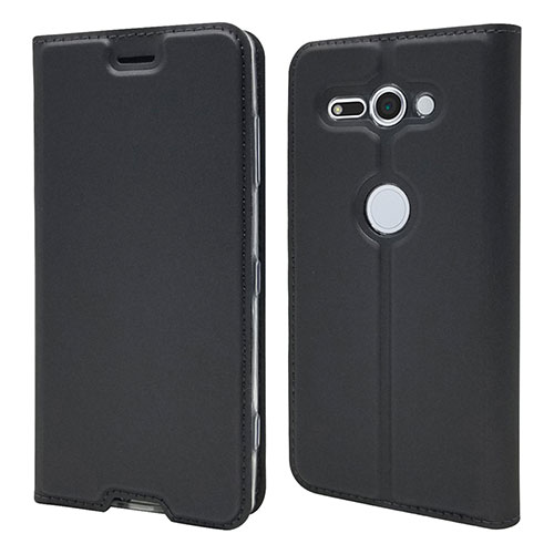 Leather Case Stands Flip Cover P01 Holder for Sony Xperia XZ2 Compact Black