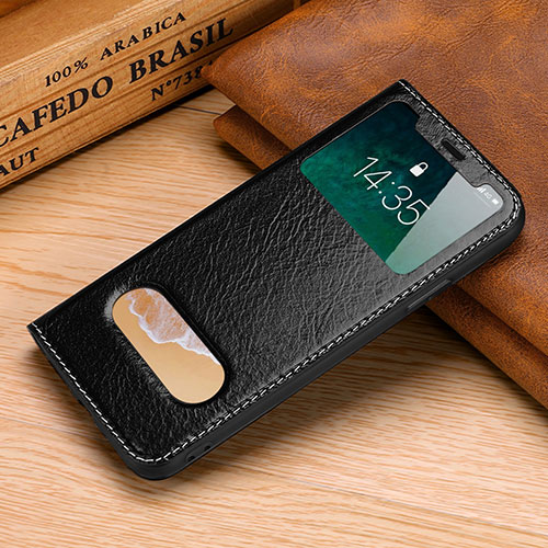 Leather Case Stands Flip Cover P02 Holder for Apple iPhone Xs Max Black