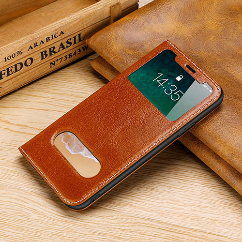 Leather Case Stands Flip Cover P02 Holder for Apple iPhone Xs Max Orange