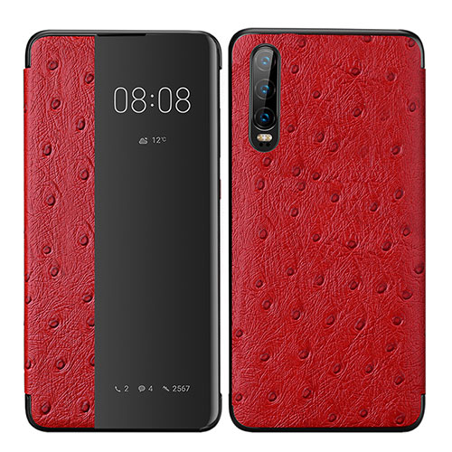 Leather Case Stands Flip Cover P02 Holder for Huawei P30 Red