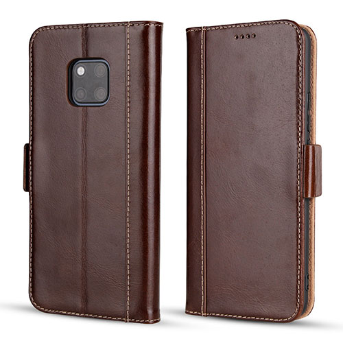 Leather Case Stands Flip Cover P03 Holder for Huawei Mate 20 Pro Brown