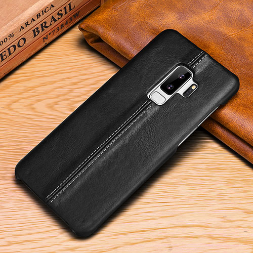 Leather Case Stands Flip Cover P03 Holder for Samsung Galaxy S9 Plus Black