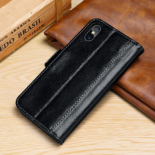 Leather Case Stands Flip Cover P05 Holder for Apple iPhone X Black