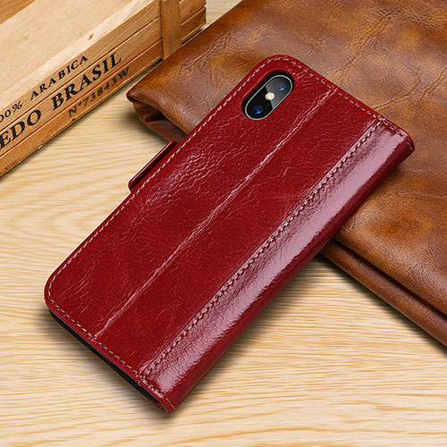 Leather Case Stands Flip Cover P05 Holder for Apple iPhone X Red