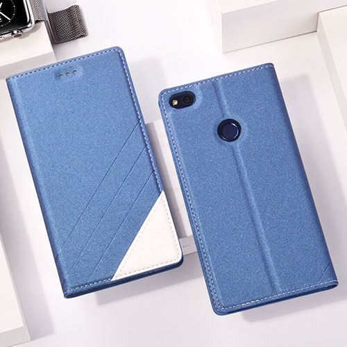 Leather Case Stands Flip Cover R01 for Huawei P8 Lite (2017) Blue