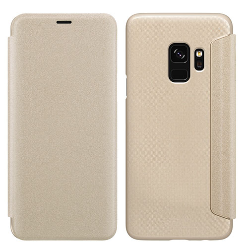 Leather Case Stands Flip Cover S01 for Samsung Galaxy S9 Gold