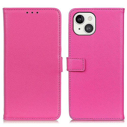Leather Case Stands Flip Cover T01 Holder for Apple iPhone 14 Hot Pink
