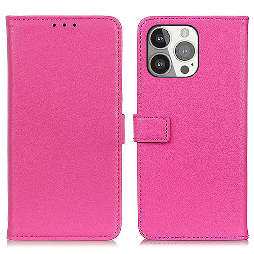 Leather Case Stands Flip Cover T01 Holder for Apple iPhone 14 Pro Max Hot Pink