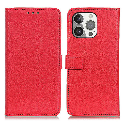 Leather Case Stands Flip Cover T01 Holder for Apple iPhone 14 Pro Max Red