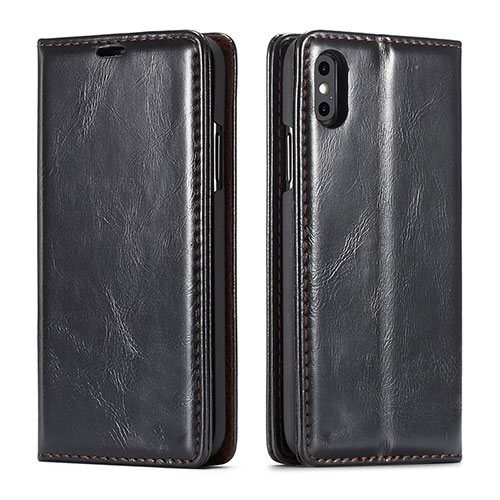 Leather Case Stands Flip Cover T01 Holder for Apple iPhone Xs Max Black