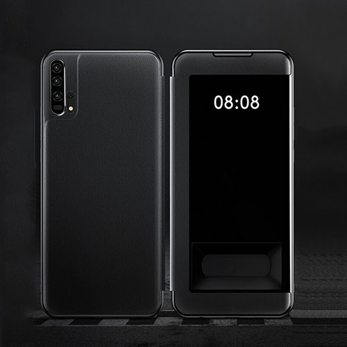 Leather Case Stands Flip Cover T01 Holder for Huawei Honor 20 Pro Black