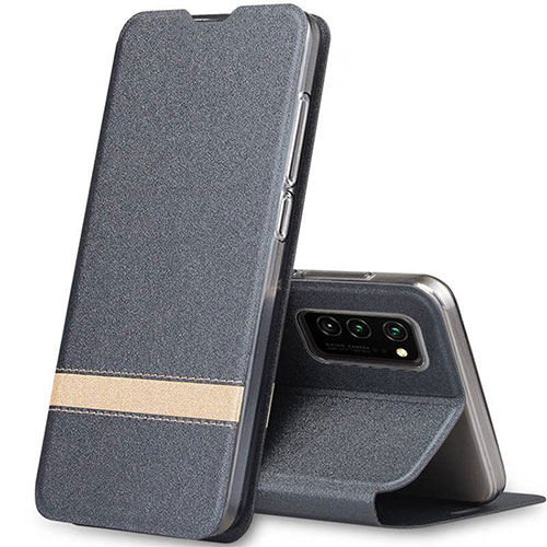 Leather Case Stands Flip Cover T01 Holder for Huawei Honor View 30 5G Gray
