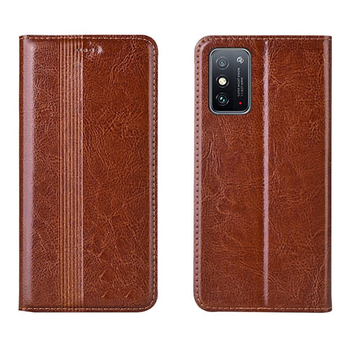 Leather Case Stands Flip Cover T01 Holder for Huawei Honor X10 Max 5G Light Brown