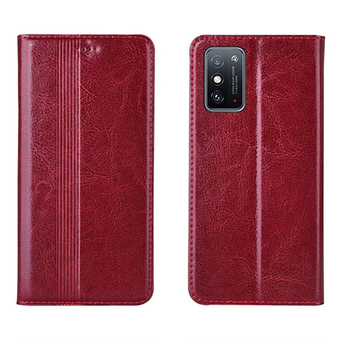 Leather Case Stands Flip Cover T01 Holder for Huawei Honor X10 Max 5G Red Wine