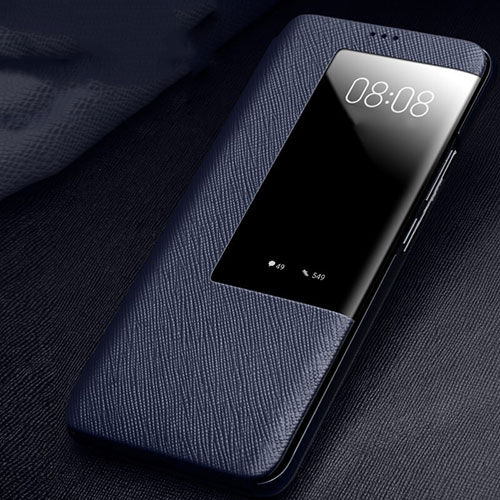 Leather Case Stands Flip Cover T01 Holder for Huawei Mate 20 X 5G Blue