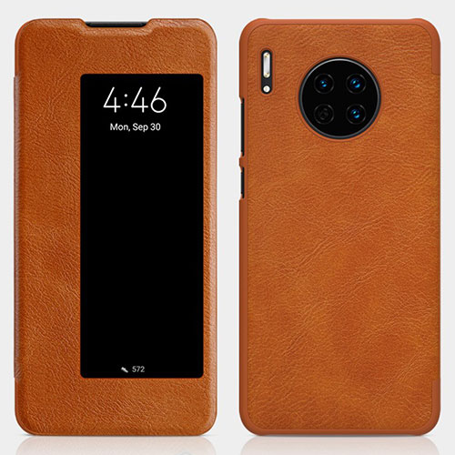 Leather Case Stands Flip Cover T01 Holder for Huawei Mate 30E Pro 5G Orange