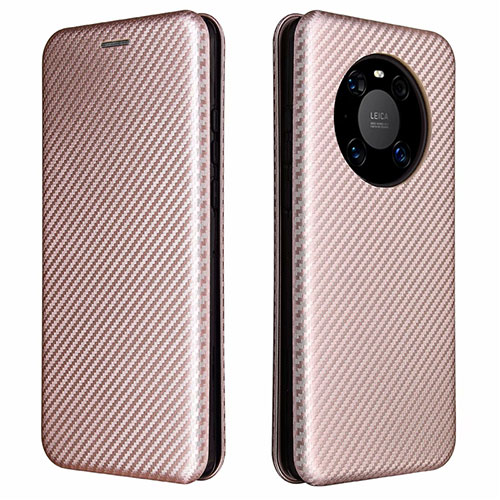 Leather Case Stands Flip Cover T01 Holder for Huawei Mate 40 Pro Rose Gold