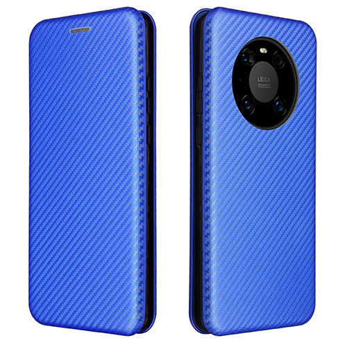 Leather Case Stands Flip Cover T01 Holder for Huawei Mate 40E 4G Blue