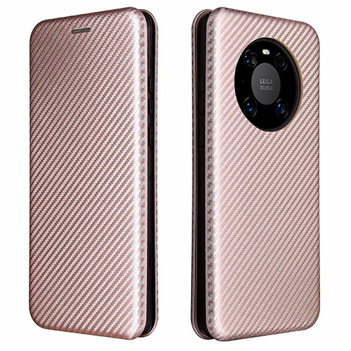 Leather Case Stands Flip Cover T01 Holder for Huawei Mate 40E Pro 4G Rose Gold